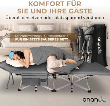 Розкладне похідне ліжко Feldbett з матрацом та простидлом з бавовни, кемпінгове ліжко для дорослих 190x70 см, витримує до 200 кг