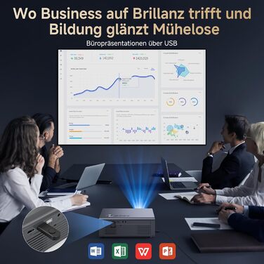 4K Smart проєктор KOGATA з авто-фокусом, WiFi 6, Bluetooth та підтримкою Netflix | Домашній кінотеатр для саду та стрімінгу | Сірий