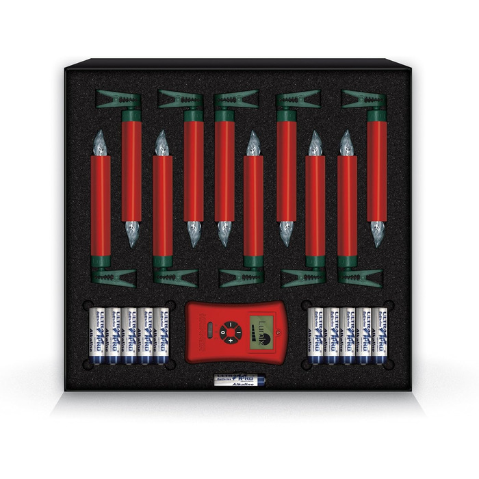 Krinner LUMIX Deluxe: Бездротові LED-свічки на ялинку, набір 10 шт., з пультом IR, 5 рівнів димування, ефект мерехтіння, червоний, арт. 74346