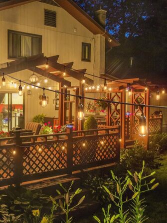 LED гірлянда 15м для дому та саду з цоколем E27, IP65, 2700K, тепле світло