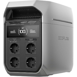 EcoFlow Delta 3 Plus: Портативна електростанція 1024 Wh, LiFePO4, 1800W (3600W пік), Сонячний генератор для дому, кемпінгу та надзвичайних ситуацій
