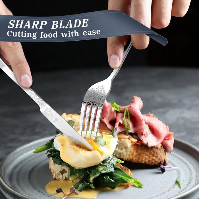 Набір столових приборів DRAGON RIOT Gold 30 предметів: столові прибори з нержавіючої сталі для 6 осіб, набір ножів, виделок, ложок, столовий прибор для дому, ресторану, вечірки, золотистий колір