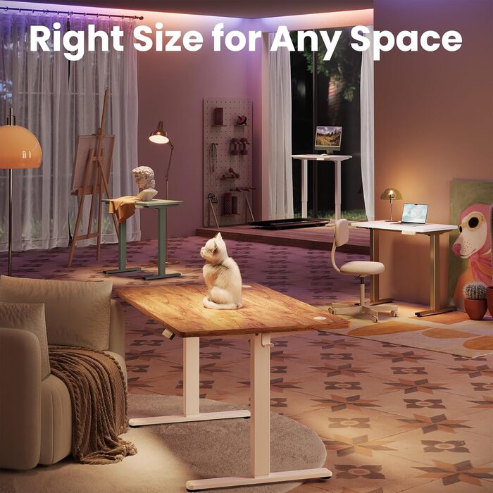 Регульований за висотою стіл HUANUO, 4 положення пам'яті, електричний, для дому та офісу, стоячий стіл, світло-коричневий, 140 x 80 см