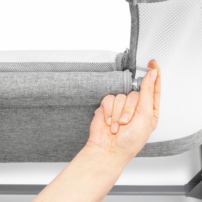 Дитяче ліжко Moby-System Luna 3 в 1: ліжко, манеж, подорожі з матрацом. Регулювання висоти, до 9 кг, знімні бортики, 4 колеса, сірий колір