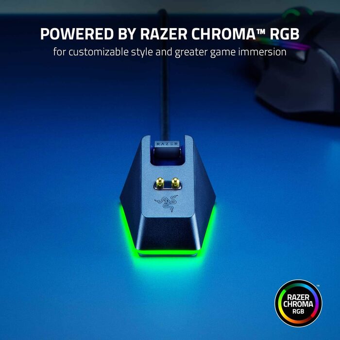 Підставка для навушників Razer Chroma з USB-хабом та RGB-підсвічуванням (7.1 Surround Sound, інтегрована підставка, протиковзкий фундамент) Білий (Чорний, Mouse Dock Chroma, Single)
