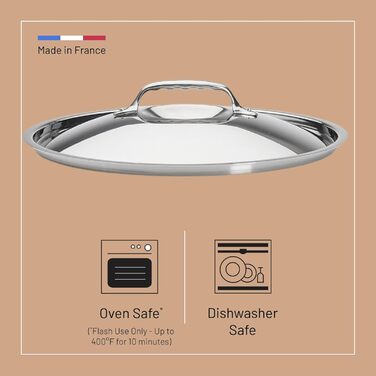 Кришка для каструлі De Buyer зі сталі з чавунною ручкою, діаметр 16 см, срібляста (3709.16N)