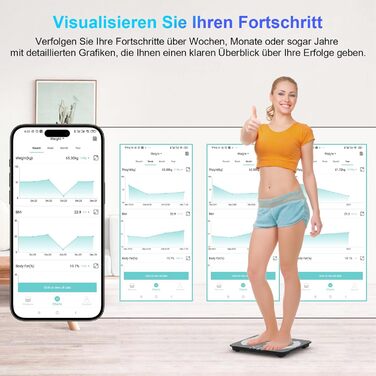 Ваги жиру в організмі Bluetooth із додатком, розумні ваги для ІМТ, ваги, м'язів, чорний (260 Marble 2024)