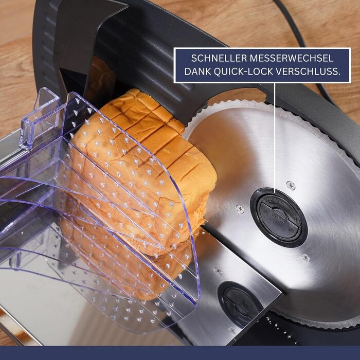 Електрична швейцарська машина для нарізання Allesschneider AS190 DUAL 200W з нержавіючої сталі з хвилястим та гладким лезом, компактна, професійна, для нарізання хліба та інших продуктів, регулювання 0-15 мм