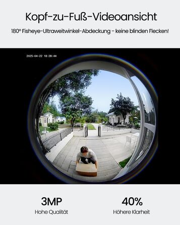 Відеодзвінок ieGeek з камерою 180° Fisheye, 2K 3MP, Wi-Fi, AI-розпізнавання руху, IP65, нічне бачення, Alexa, 2.4GHz