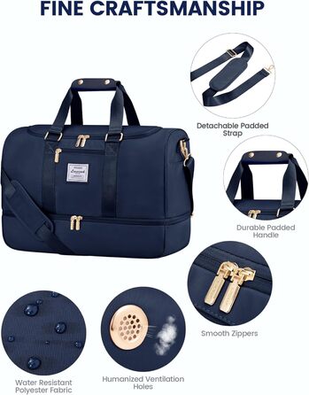 Спортивна сумка LOVEVOOK: дорожня/пляжна сумка, weekender, з кишенями для взуття та мокрого одягу, водонепроникна, для подорожей, відпочинку, спорту, зелена (L, синя)