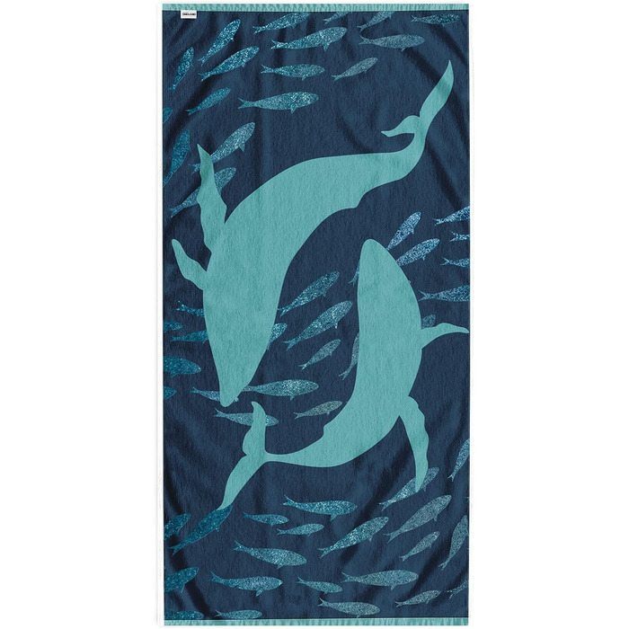 Пляжний рушник DecoKing 90x180 см синій білий Дельфін