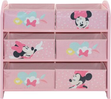 Шафа для зберігання автомобілів Disney з 6 коробками для зберігання для дітей, різнокольорова (Мінні Маус, світло-рожева)