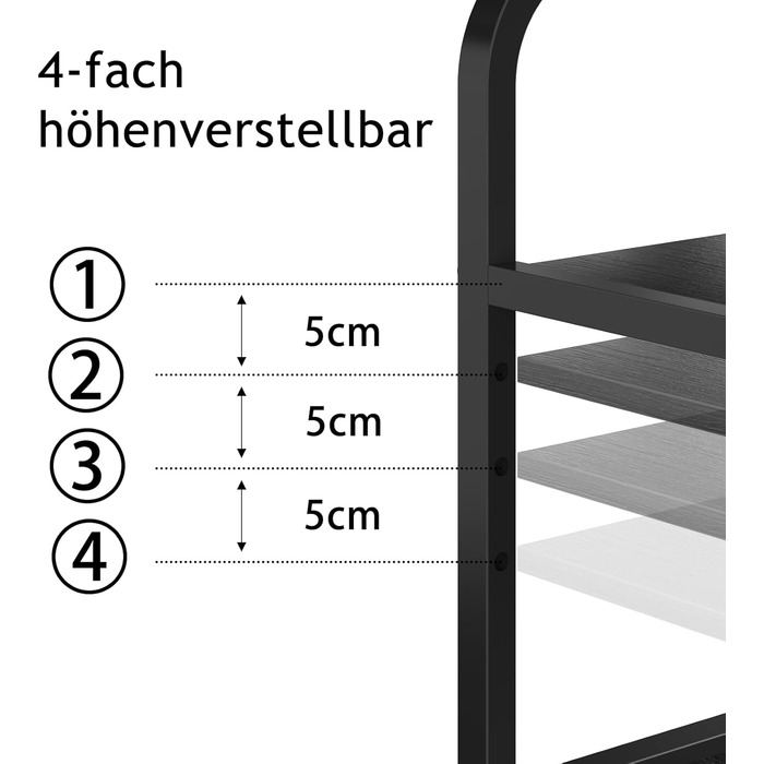Трирівневий стіл для принтера з розеткою та USB-портами, регульовані полиці, роликовий стійка для принтера для дому/офісу, 3D/лазерний принтер, термопрес (Чорний) Чорний 60 см