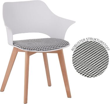 Набір з 4-х стільців Albatros для їдальні, Aalborg, білий - дерев'яні ніжки з масиву буку, скандинавський ретро-дизайн, зручний стільчик-чаша, елегантний кухонний стілець для обіднього столу