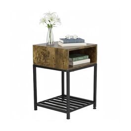 Приліжкова тумбочка Relaxdays Industrial з поличкою та ящиком