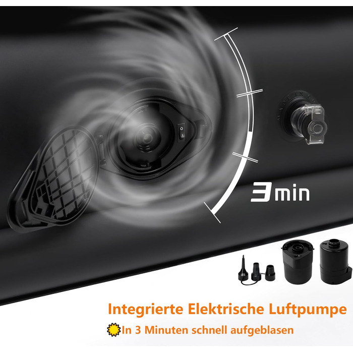 Надувне ліжко XMTECH 2-місний надувний надувний матрац із вбудованим електричним насосом, надувний матрац для кемпінгу та гостьового ліжка, 195 см x 152 см x 46 см 195 x 152 x 46 см (двоспальний)