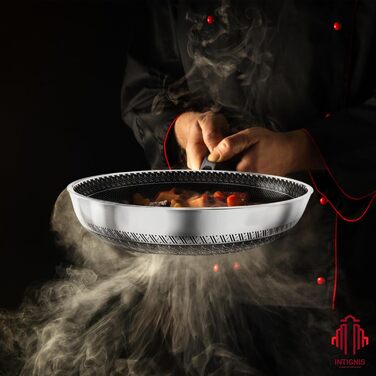 Сковорода INTIGNIS® з кришкою – 30 см / 12 дюймів / 6 л – з антипригарним покриттям | Стійка до подряпин | Глибока | Без хімікатів | Сковорода з нержавіючої сталі