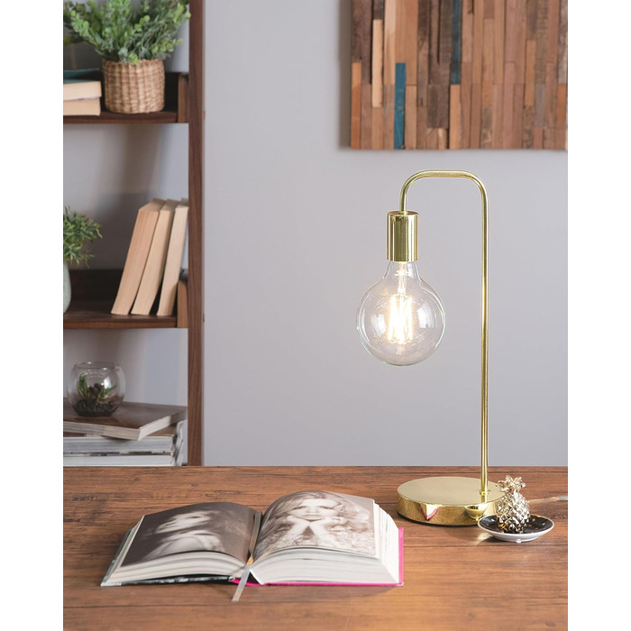 Стійла лампа Beliani Savena в індустріальному стилі з абажуром у вигляді лампочки, золота