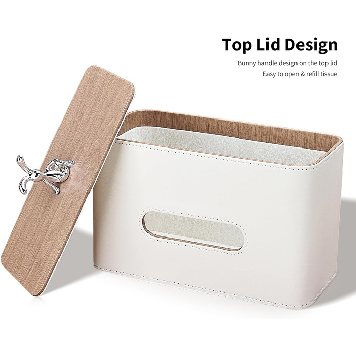 Скляниця для серветок GORESE з підносом, шкіряна, для офісу, дому, авто, ванної кімнати. Білий колір