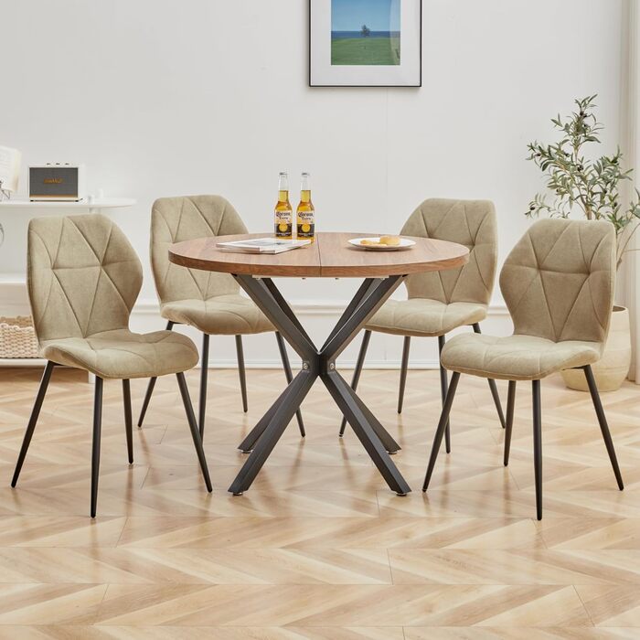 Набір обідніх стільців GrandCA HOME, 2 шт., боргունдове зелене крісло з металевими ніжками, скандинавський стиль