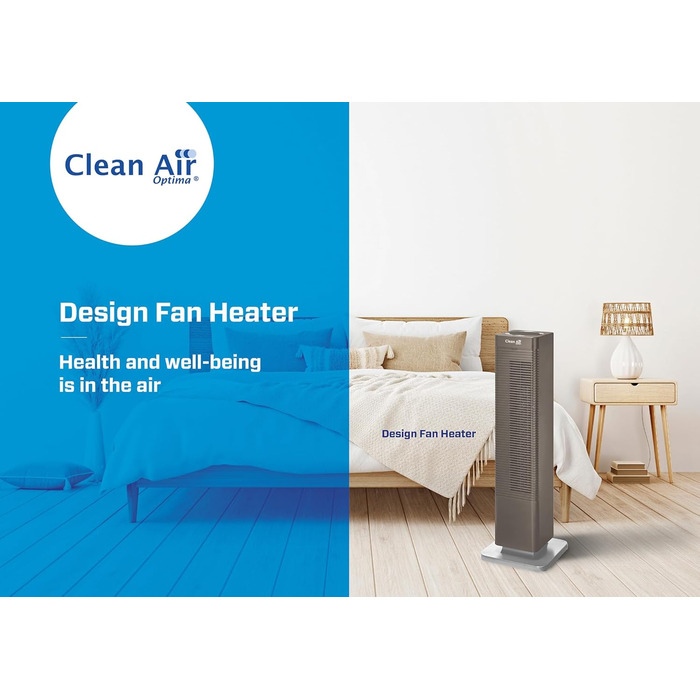 Обігрівач та вентилятор 2-в-1 Clean Air Optima CA-904G Smart: дизайн, 1000/2000 Вт, термостат, осциляція 80º, для приміщень до 40 м² (коричневий)