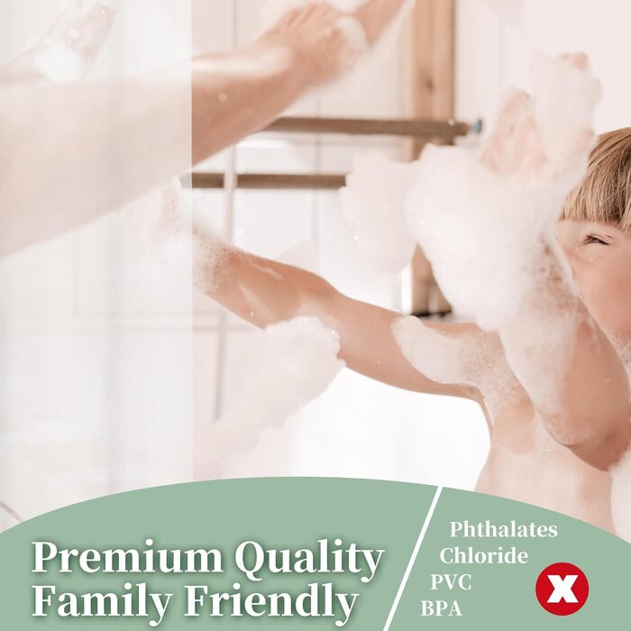 Душовий завіс Barossa Design: міцний, водонепроникний, з люверсами та магнітами, 182.9 x 182.9 см