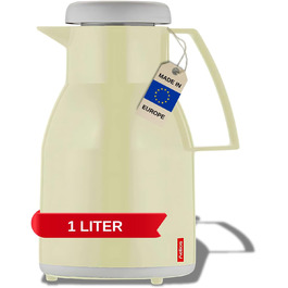 Термос Wash Thermoskanne 1L з подвійними стінками, 6 годин, підтримує гарячі та холодні напої, щільний кришка, придатний для миття в посудомийній машині, бежевий