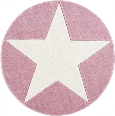 Дитячий килим Livone круглий з зіркою 133 см рожевий