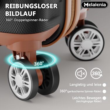 Набір валіз Melalenia 3 шт. з жорсткою обшивкою, чорний (M 53см + L 63см + XL 73см), з TSA замком та 4 колесами