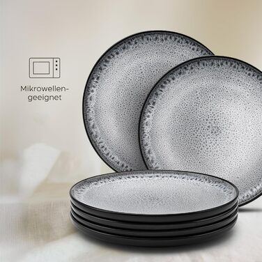 Набір посуду Twinzee з кераміки (керамічний), 24 предмети на 6 осіб, колекція Riviera (Perla), маленькі тарілки, придатний для мікрохвильової печі