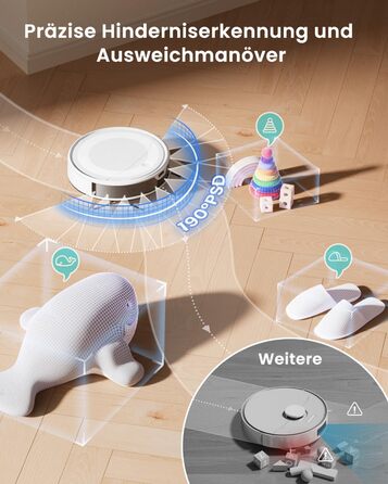 Робот-пилосос LEFANT M310 Ultra: потужність 6000Pa, функція миття, лазерна навігація ToF, уникнення перешкод, керування через додаток та Alexa, захист від заплутування шерсті тварин, для килимів, білий