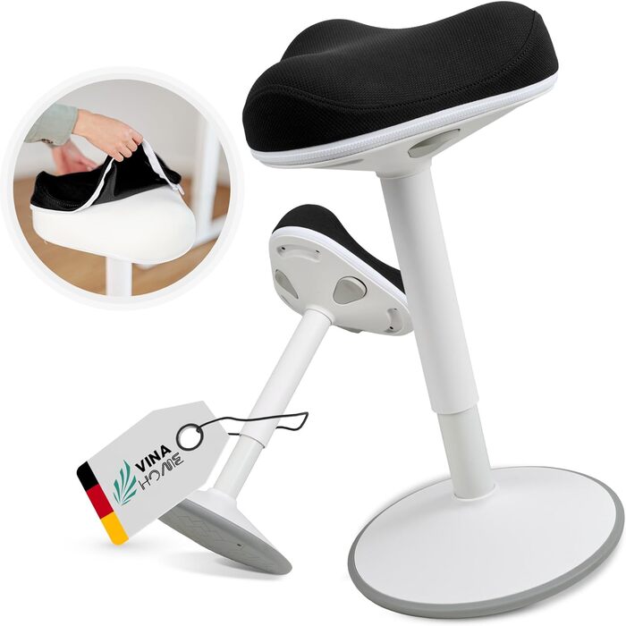 Офісний стілець ZIP SH-01 з ергономічною спинкою та знімним чохлом | Активне сидіння, стабільний ефект гойдання, регулювання висоти 58-83 см (Чорний)