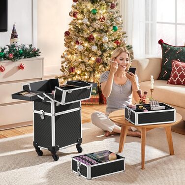 Косметичка-органайзер Yaheetech 4 в 1: велика, для косметики, прикрас, макіяжу, перукарів, ручна клада, чорна