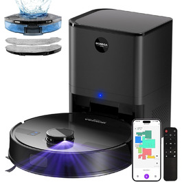 Робот-пилосос MONSGA з функцією миття, 3.5L, потужність всмоктування 5000Pa, час роботи 180 хв, навігація LiDAR, APP керування, чорний