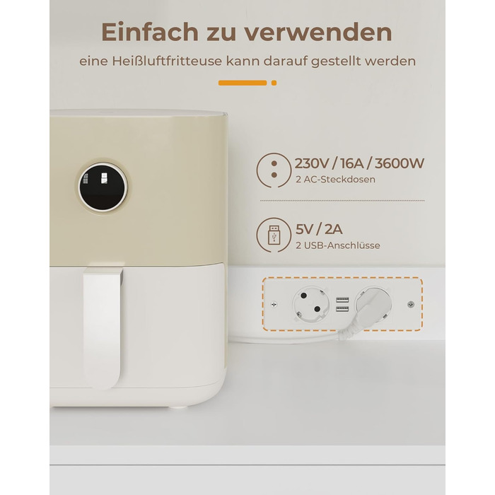 Буфет-шафа з робочою поверхнею, велика шухляда, регульовані полиці, 3 гачки, LED-підсвічування, для кухні, вітальні, їдальні (білий)