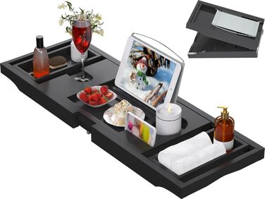 Підставка для ванни Artmalle: складаний бамбуковий столик з тримачем для книги та келиха, безкоштовна мильниця, для розслаблення та відпочинку