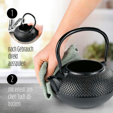 Японський чайний набір Lumaland Tetsubin: чайник 1,4л, 4 чашки, підставки, ложка, сито