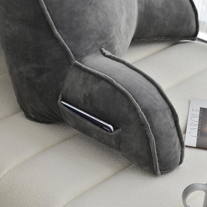 Підлогове крісло-подушка для читання Rmeet з підлокітниками, 75x45x55 см, сірий колір