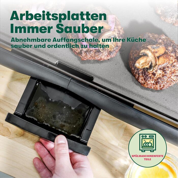 Електрична гриль-плита BELLA XL з керамічно-титановою поверхнею, готує до 15 яєць одночасно, Healthy-Eco антипригарне покриття, легко чиститься, велика занурювана поверхня для приготування, 30,5 x 56 см, мідно-чорний колір