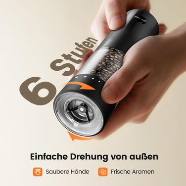 Електричні солі та перечні млини 2 шт. з USB-C зарядкою, регулюванням помелу, LED підсвіткою, керамічним жорном та підставкою – чорний/білий