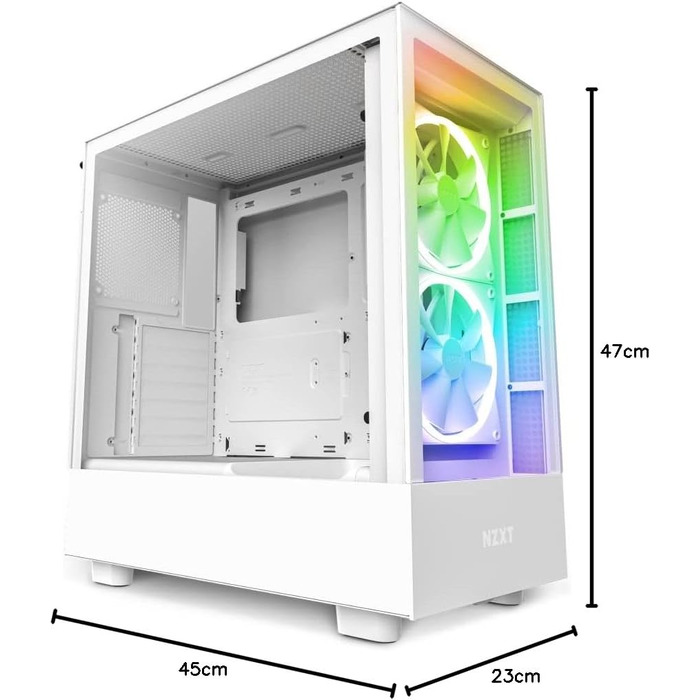 Ігровий корпус преміум-класу ATX Mid-Tower - Подвійне скло - RGB - USB-C - Водяне охолодження - Білий, 5 Elite -