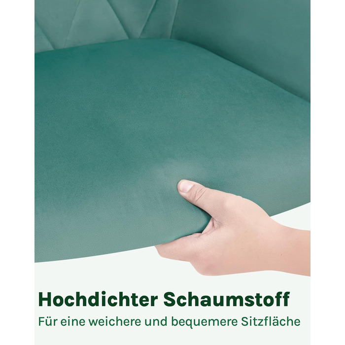 Набір обідніх стільців Woltu з підлокітниками та спинкою, для вітальні, кухні, їдальні. М'які стільці з оксамитовим покриттям, металеві ніжки, (Турквіс, 8 шт.)