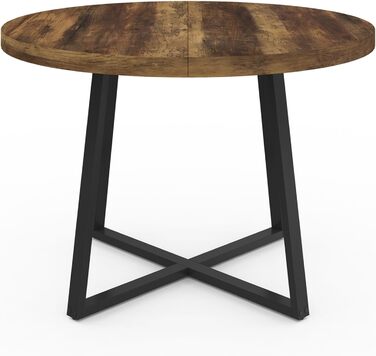 Обідній стіл Selma, круглий, на 4-6 осіб, темне дерево Hawkins та чорний колір, 110 см