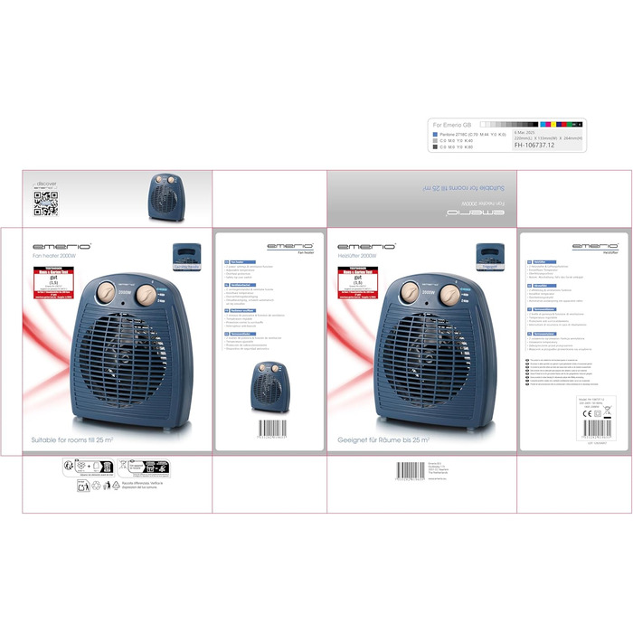 Портативний обігрівач Emerio FH-106737.2 Note 1.5 - 2000 Вт, 20 м², блакитний