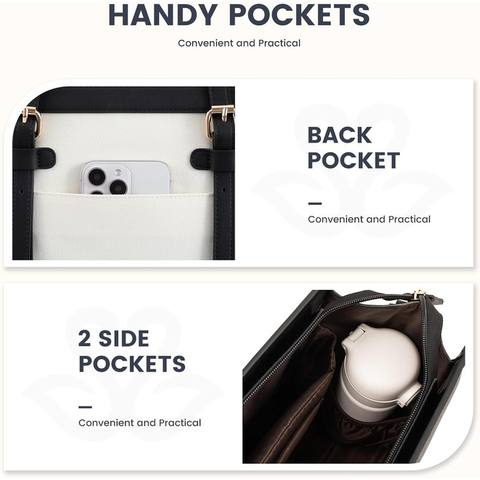 Сумка для ноутбука LOVEVOOK, жіноча, середнього розміру, 17.3 дюйми, для роботи, навчання, офісу, універсітету, чорно-біла