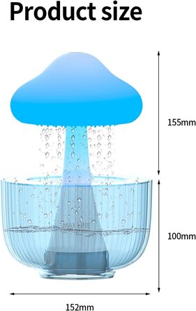 Зволожувач повітря, зволожувач повітря, лампа з дощовими грибами з ароматом і 7 кольорами Світлодіодна лампа дощу, лампа з грибами дощу з краплею води та звуками дощу, зволожувач повітря з краплею води для кімнат, дому, дитячої кімнати (у формі хмари)