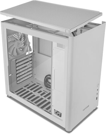 YEYIAN Hussar Plus повнорозмірний корпус для ПК ATX/Micro ATX/Mini ITX із загартованим склом, прозора бокова панель, 1 вентилятор 120 мм