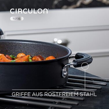 Індукційна сковорода для вок з антипригарним покриттям Circulon-30 см з ручкою для сервірування-Індукційна сковорода-Духовка