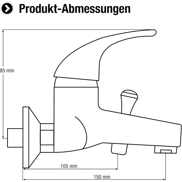 Однорегульований змішувач для ванни 'Anza' - якісний латунний корпус, хром, 1/2 дюйма, для кріплення до стіни, SA932