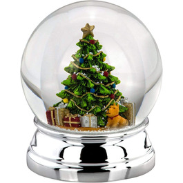 Снігова куля Х. Бауер-молодший. великий посріблений скляний сніговий куля з прикрашеною різдвяною ялинкою Ø 10 см - зимовий Різдвяний декор